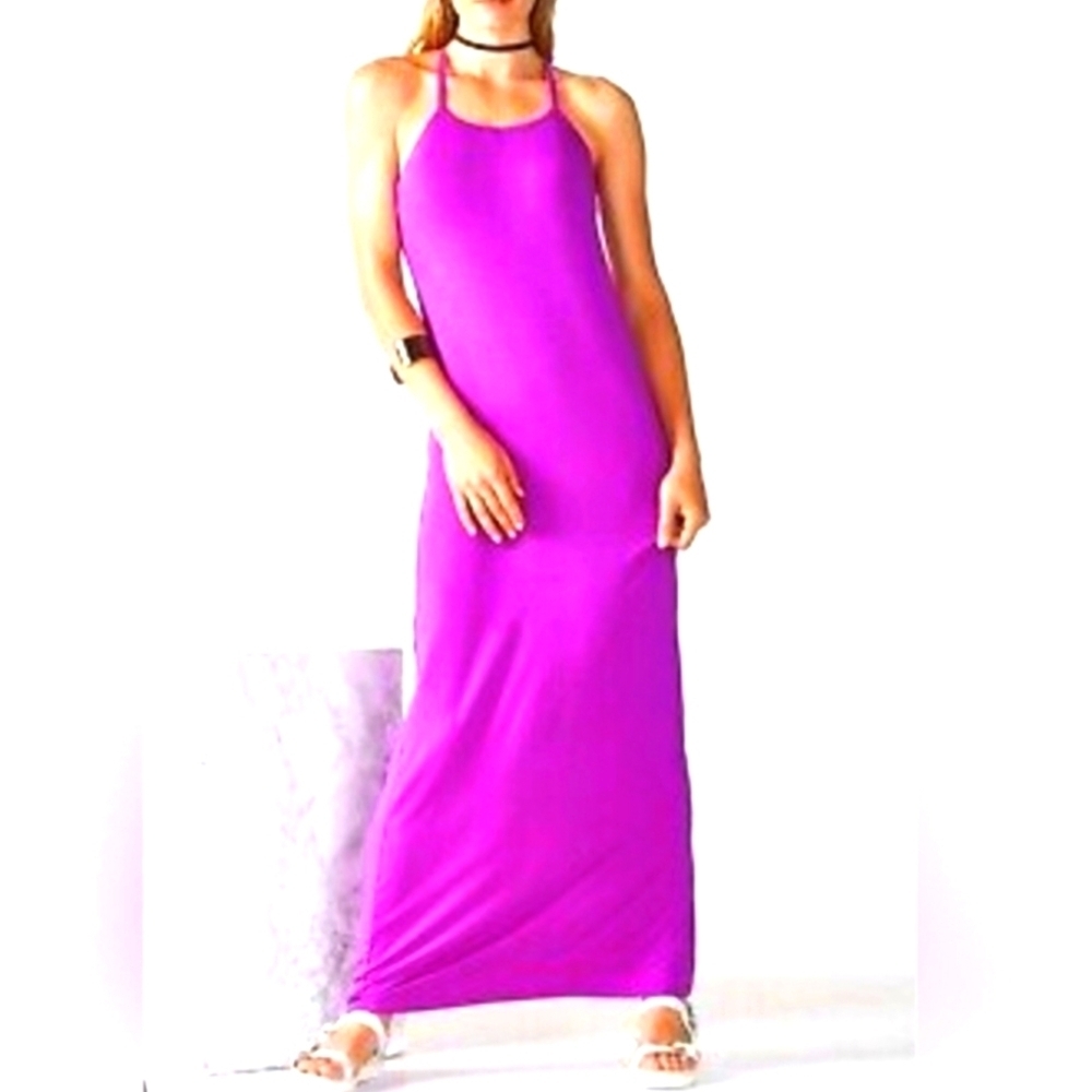 FABLETICS... Purple Halter Maxi Sundress..SIZE:L